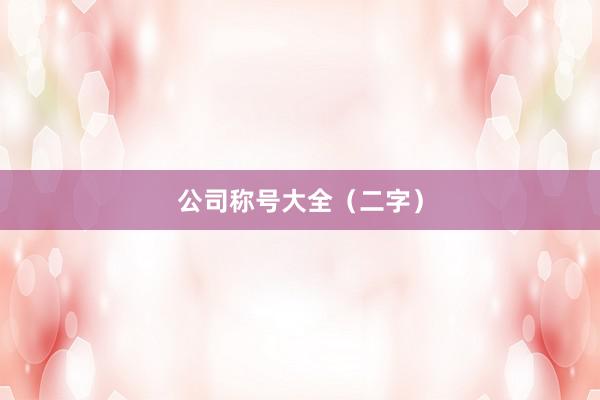 公司称号大全（二字）