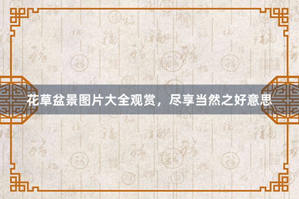 花草盆景图片大全观赏，尽享当然之好意思